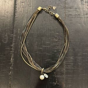 KR by Silpada Faux Pearl Crystal Chain 9 Various Chain Strand Statement Necklace